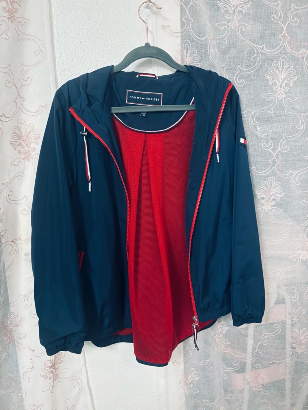Tommy Hilfiger Navy Jacket with Red Mesh Lining